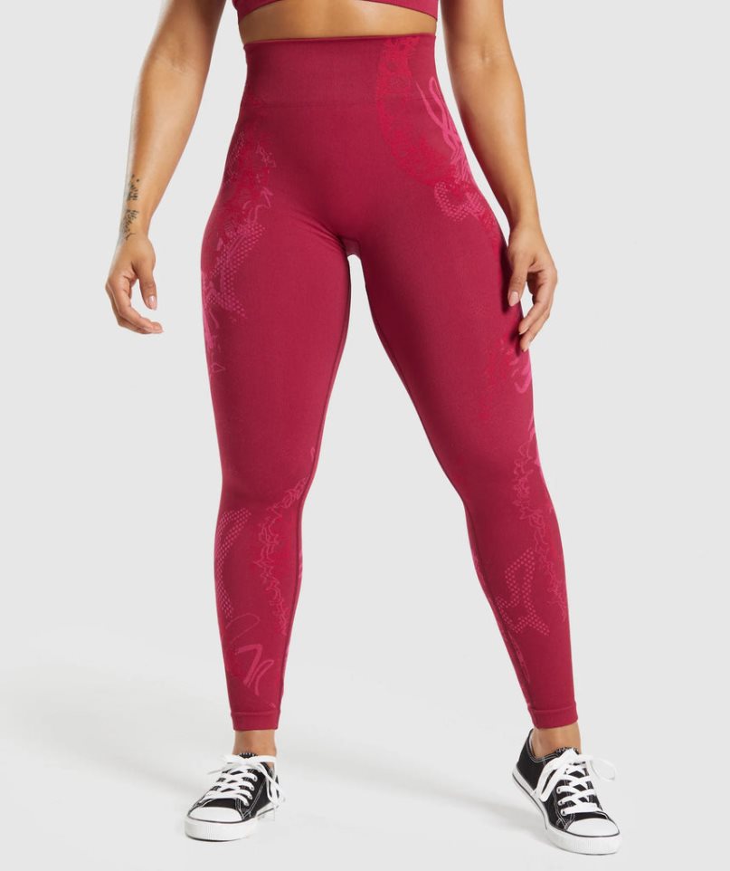 Women\'s Gymshark Wtflex Seamless Leggings Fuchsia | NZ 9HUWBJ